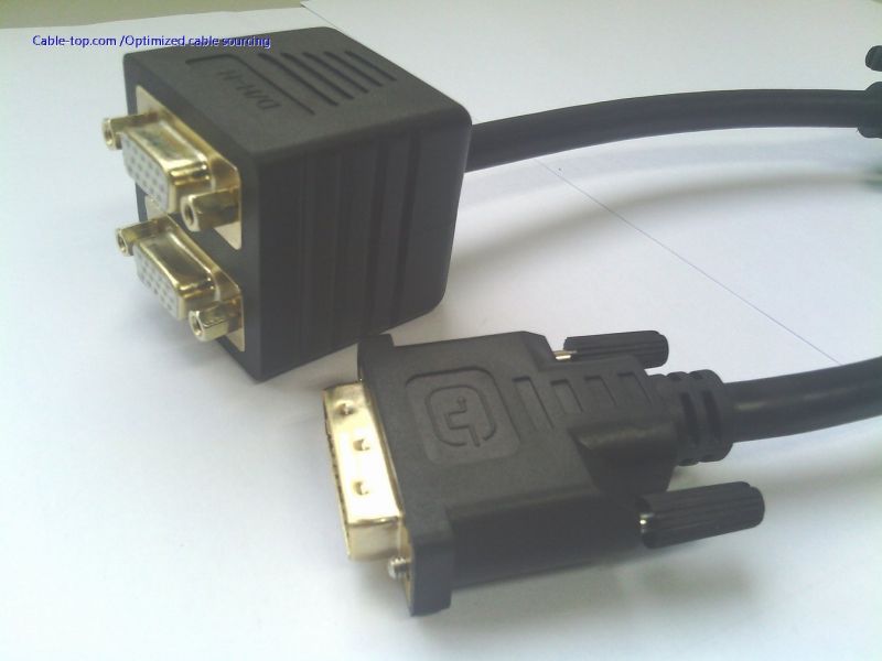 DVI male to 2*VGA female splitter cable